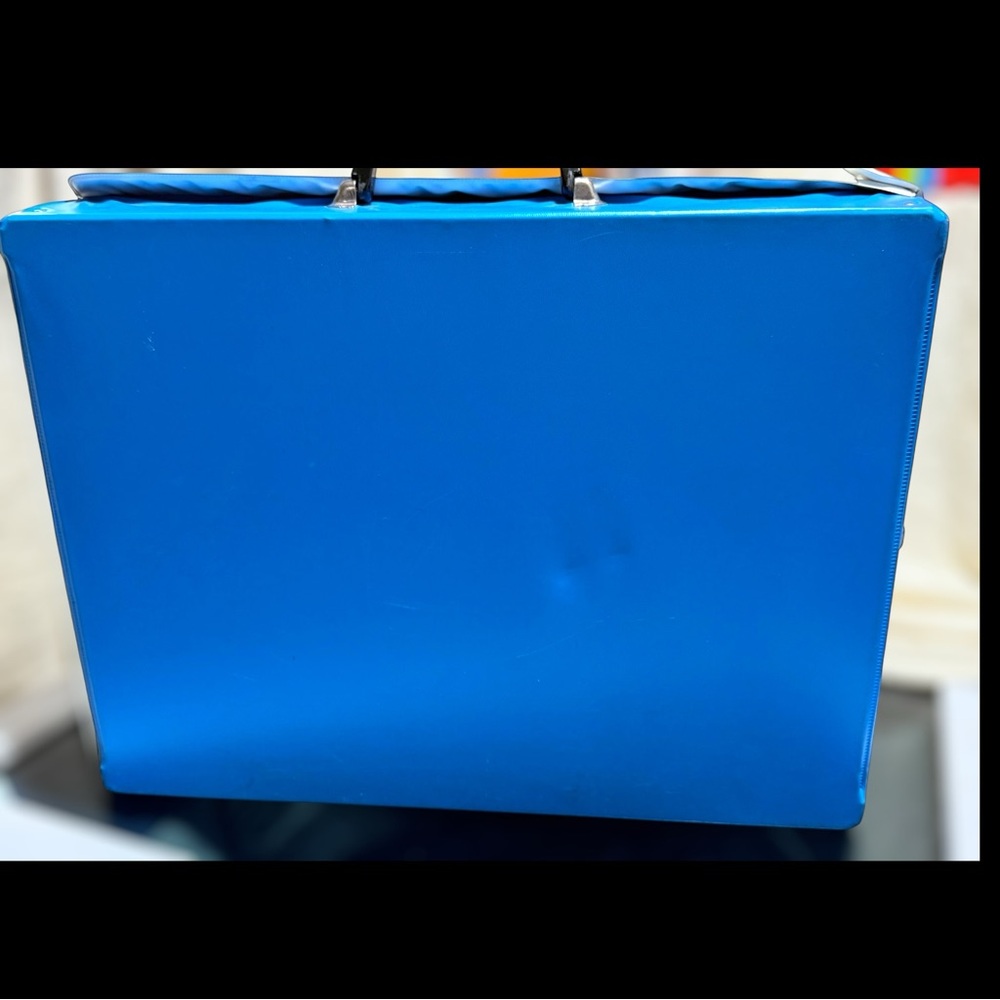 Vintage 1968 Mattel World of Barbie Double Doll Case #1007 Blue White Mod Flower - Picture 3 of 11